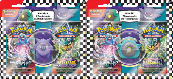 Pokemon Back to School Eraser Blister 2024 (Wampitz oder Gengar + 2 Booster) deutsch