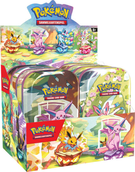 Pokemon 1x Display mit 8x Mini-Tins KP08.5 Prismatische Entwicklungen deutsch
